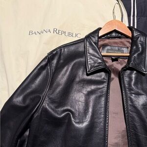 Vintage Banana Republic Black Leather Coat